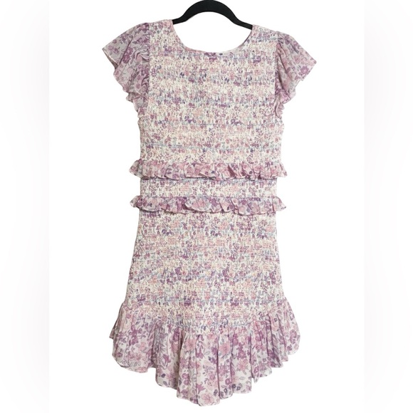 LoveShackFancy Sonora Ruffled Smocked Mini Dress Purple Floral Sz Small NWOT - Picture 10 of 12
